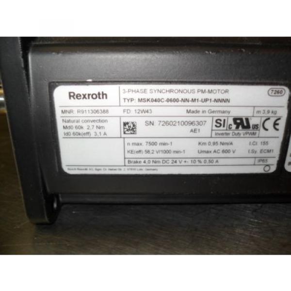 Rexroth Finland  MSK04C-0600-NN-M1-UP1-NNNN -   Permanent Magnet Servo Moto -R9113063883 #5 image